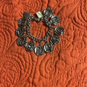 Vintage Heavy 10 Commandments Charm Bracelet MOP Bible & Lords Prayer Charms